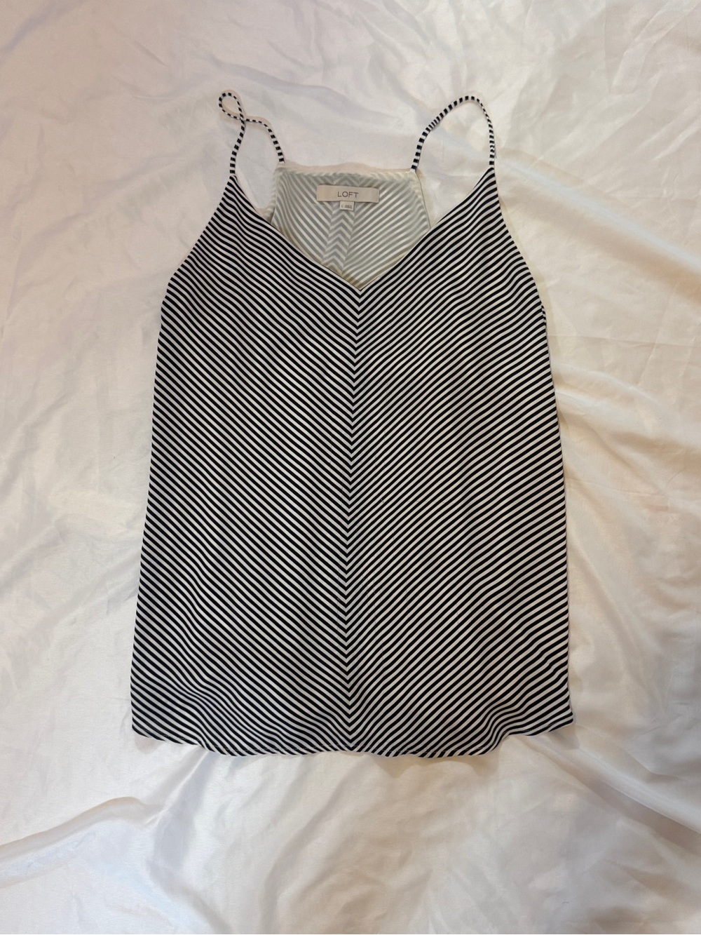 Women’s Black & White Striped V-Neck Cami Top - Picture 3 of 6